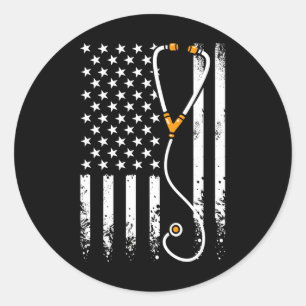 Sticker Rond Drapeau américain Patriotic Nurse Day Semaine 4