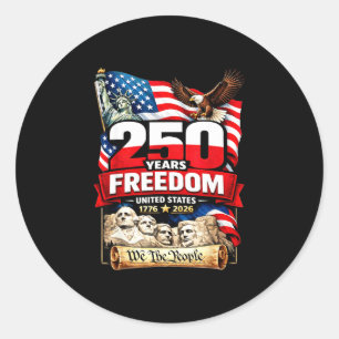 Sticker Rond Drapeau américain patriotique 250 ans de liberté