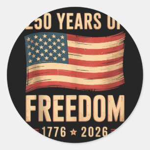 Sticker Rond Drapeau américain patriotique 4 juillet 250e anniv