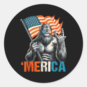 Sticker Rond Drapeau Américain Patriotique 4 Juillet Bigfoot Me