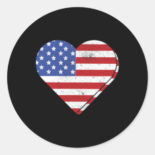 Sticker Rond Drapeau américain Patriotique 4 juillet Indépendan
