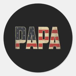 Sticker Rond Drapeau américain patriotique audacieux Papa Fête 