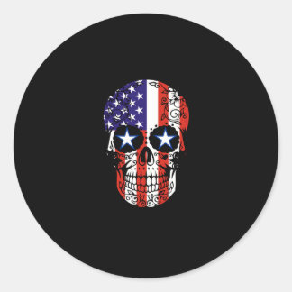 Sticker Rond Drapeau américain patriotique crâne à sucre