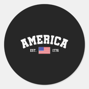 Sticker Rond Drapeau américain patriotique de 1776 4 juillet Am
