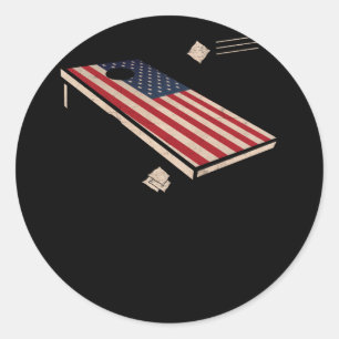 Sticker Rond Drapeau américain patriotique de Cornhole Vintage