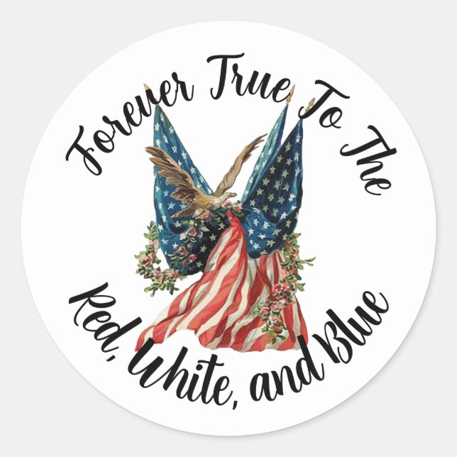 Sticker Rond Drapeau américain patriotique et aigle USA 250e (Devant)