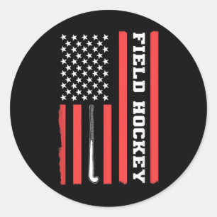 Sticker Rond Drapeau Américain Patriotique Hockey Sur Gazon Usa