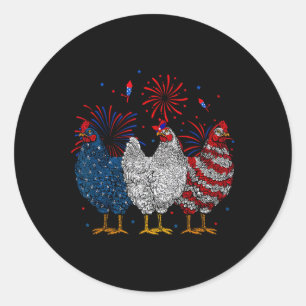 Sticker Rond Drapeau américain Patriotique Poulets Amour 4 juil