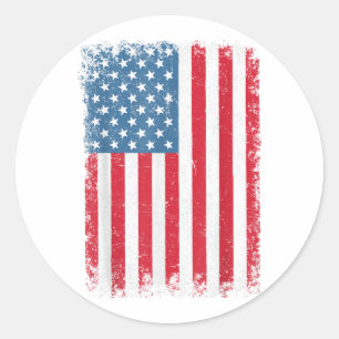 Sticker Rond Drapeau Américain Patriotique Pour Hommes Femmes E