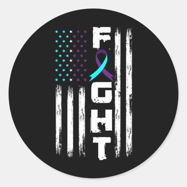 Sticker Rond Drapeau américain patriotique Prévention du suicid (Devant)