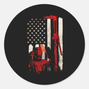 Sticker Rond Drapeau américain patriotique soudeur
