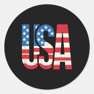 Sticker Rond Drapeau américain Patriotique US 4 juillet
