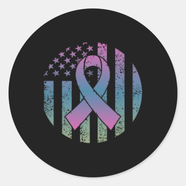 Sticker Rond Drapeau américain Poche Metastas Cancer du Sein Aw (Devant)