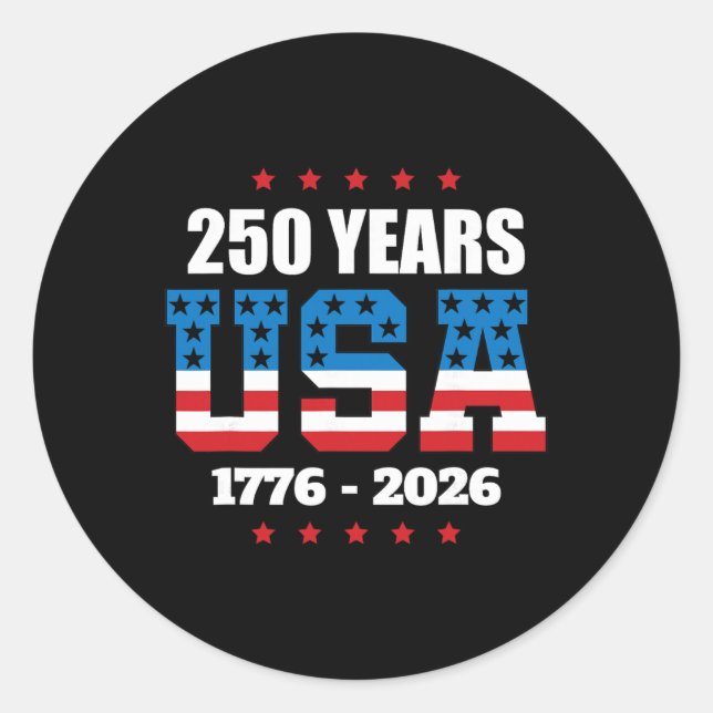 Sticker Rond Drapeau américain pour le 250e anniversaire de l'A (Devant)