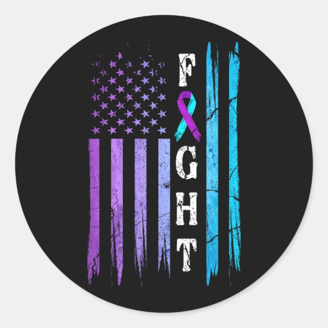 Sticker Rond Drapeau américain Prévention Sensibilisation Comba (Devant)