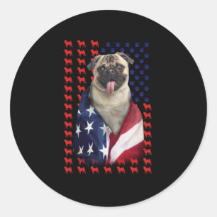 Sticker Rond Drapeau américain Puggy