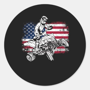 Sticker Rond Drapeau américain Quad VTT Fête de l'Indépendance