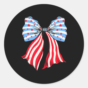 Sticker Rond Drapeau Américain Rétro Coquette Bow Patriotique 4
