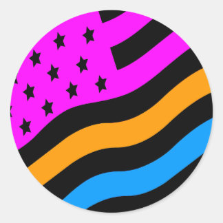 STICKER ROND DRAPEAU AMÉRICAIN RÉTRO COREY TIGER DES ANNÉES 198