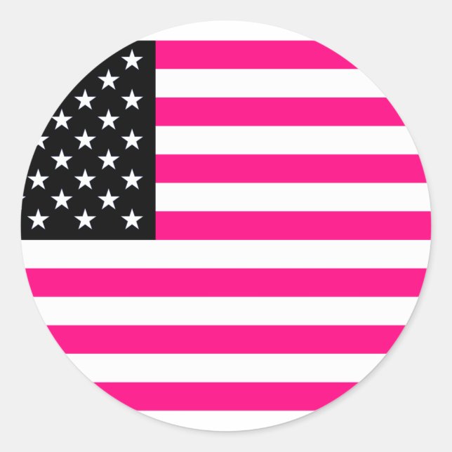 Sticker Rond drapeau américain rose (Devant)