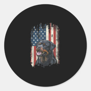 Sticker Rond drapeau américain rottweiler amoureux des chiens p