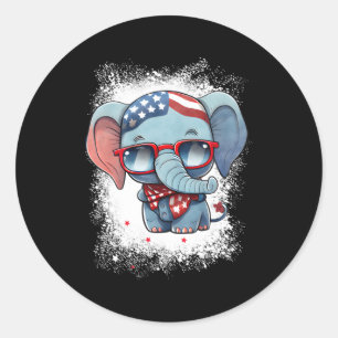 Sticker Rond Drapeau américain rouge blanc éléphant 4 juillet