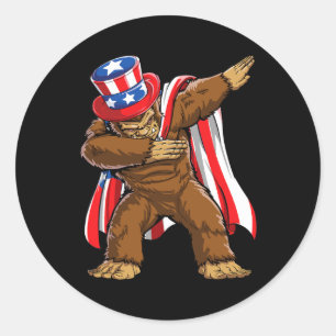 Sticker Rond Drapeau Américain Sasquatch Du 4 Juillet