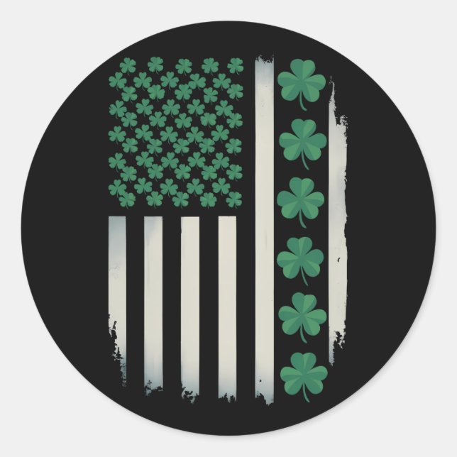Sticker Rond Drapeau américain Shamrocks St Patricks Day Americ (Devant)