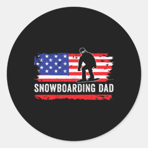 Sticker Rond Drapeau américain Snowboard Papa Snowboard Sports