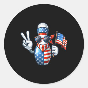 Sticker Rond Drapeau américain Sungles 4 juillet Bowler