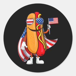 Sticker Rond Drapeau américain Sungles Usa Funny 4 juillet Quat