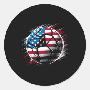 Sticker Rond Drapeau Américain Sur Ball De Football