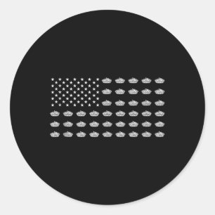 Sticker Rond Drapeau Américain Tarte aux Pommes Usa Patriotisme