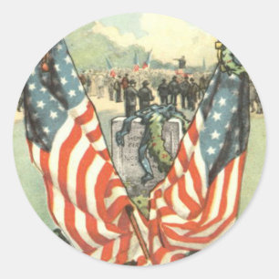 Sticker Rond Drapeau américain Tombe Guerre de Sécession Parade