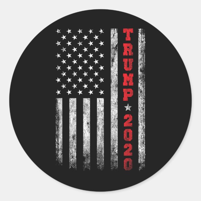 Sticker Rond Drapeau américain Trump 2020 Vintage (Devant)
