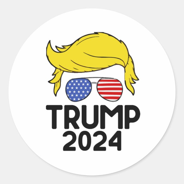 Sticker Rond Drapeau américain Trump 2024 (Devant)