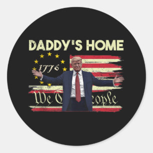 Sticker Rond Drapeau américain Trump Daddys Accueil Nous Le Peu