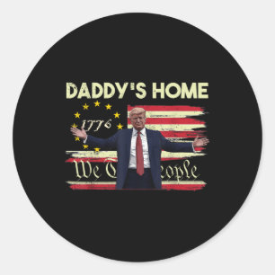 Sticker Rond Drapeau américain Trump Daddys Accueil Nous Le Peu