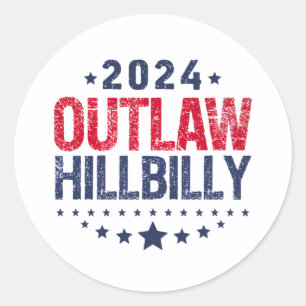Sticker Rond Drapeau américain Trump Vance 2024 hors-la-loi Hil