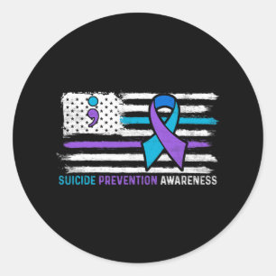 Sticker Rond Drapeau américain Turquoise violet ruban sensibili