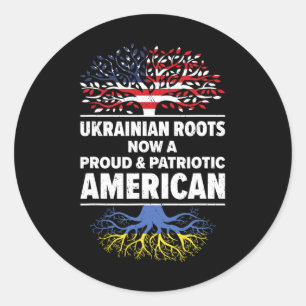 Sticker Rond Drapeau américain ukrainien patriote États-Unis Uk