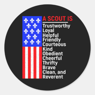 Sticker Rond Drapeau Américain Un Scout Est Une Cour Conviviale