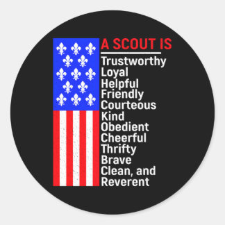 Sticker Rond Drapeau Américain Un Scout Est Une Cour Conviviale