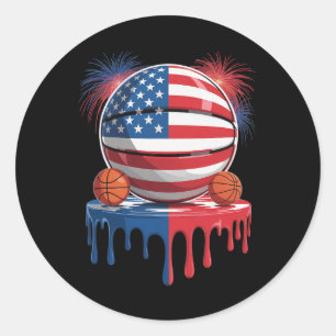 Sticker Rond Drapeau Américain Usa Glace Crème Fondue Jeu Sketl