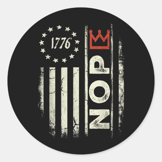 Sticker Rond Drapeau Américain Vertical Signe de Protestation R (Devant)