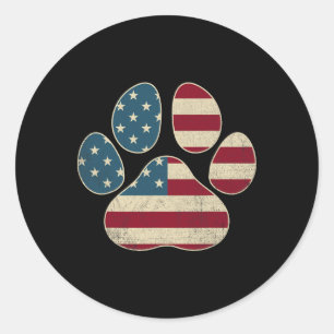 Sticker Rond Drapeau américain vintage 4 juillet Empreinte de p