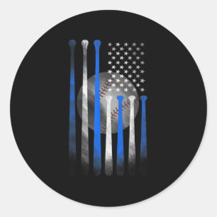 Sticker Rond Drapeau Américain Vintage Baseball Drapeau Papa Ma