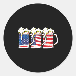 Sticker Rond Drapeau américain Vintage bière brasserie 4 juille