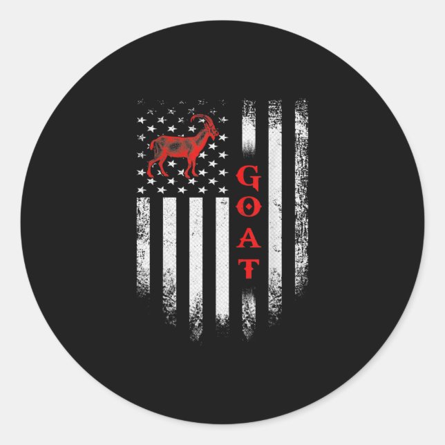 Sticker Rond Drapeau américain vintage chèvre (Devant)