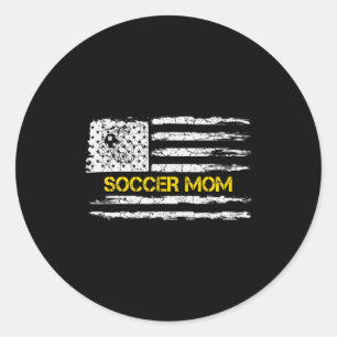 Sticker Rond Drapeau américain vintage Fière Maman de foot Foot